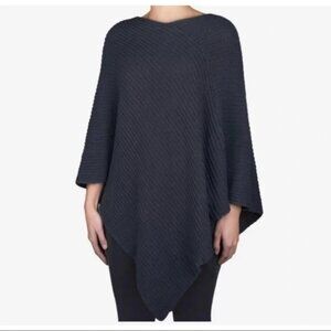 LOVE YOUR MELON Cape Sweater Womens One Size Gray Boat Neck Knit Poncho Wrap